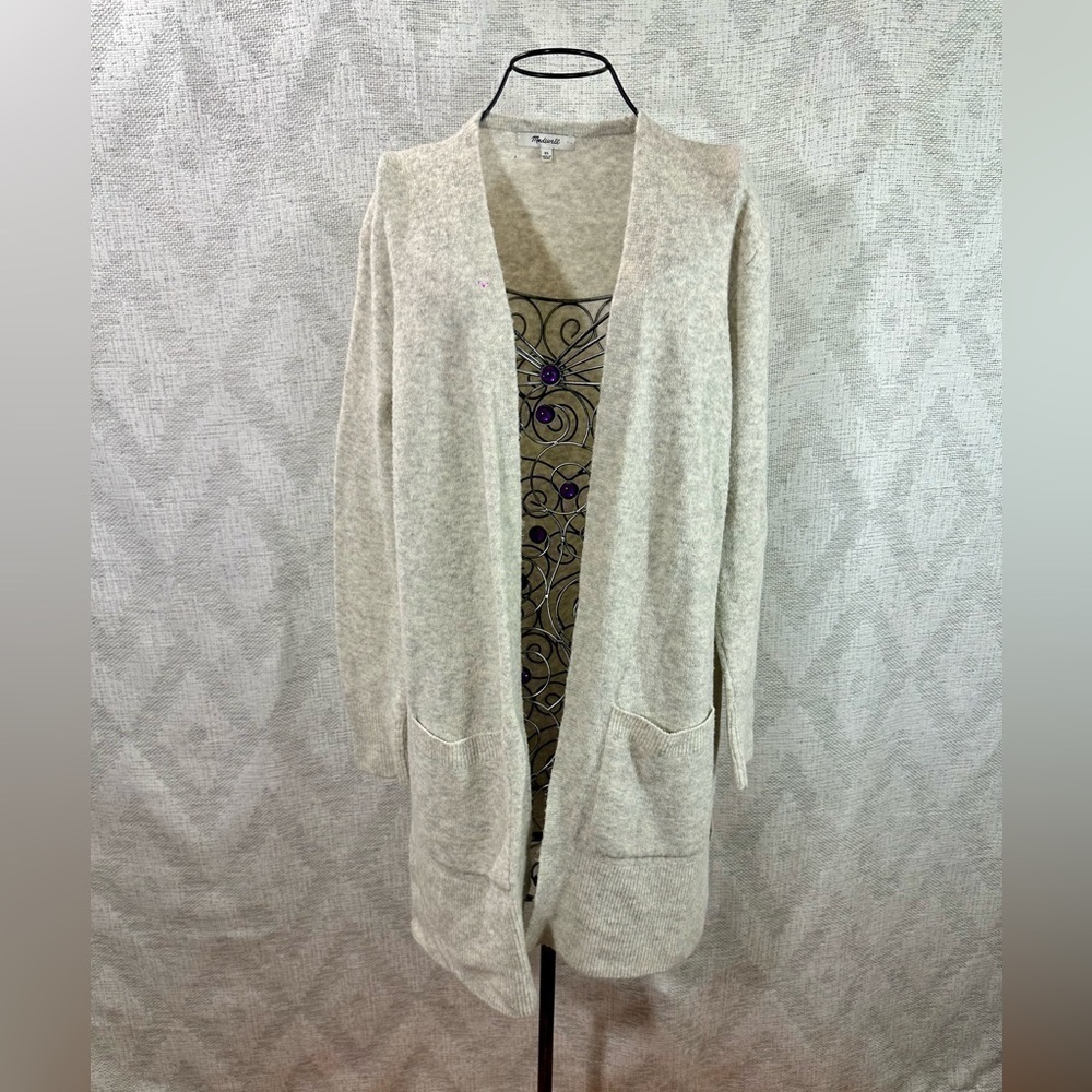 Madewell kent grey knit merino wool blend cardigan size XS